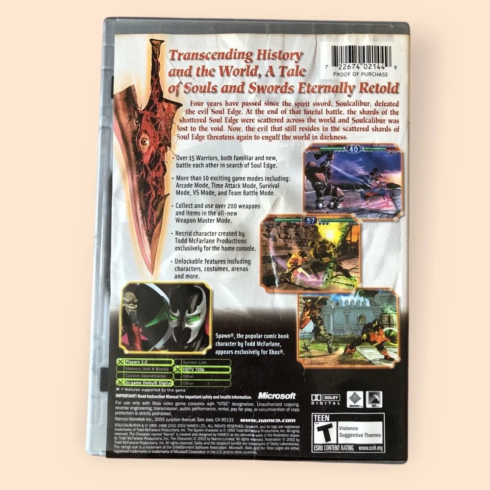 Soul Calibur II Xbox Game Platinum Hits Namco Rated Teen